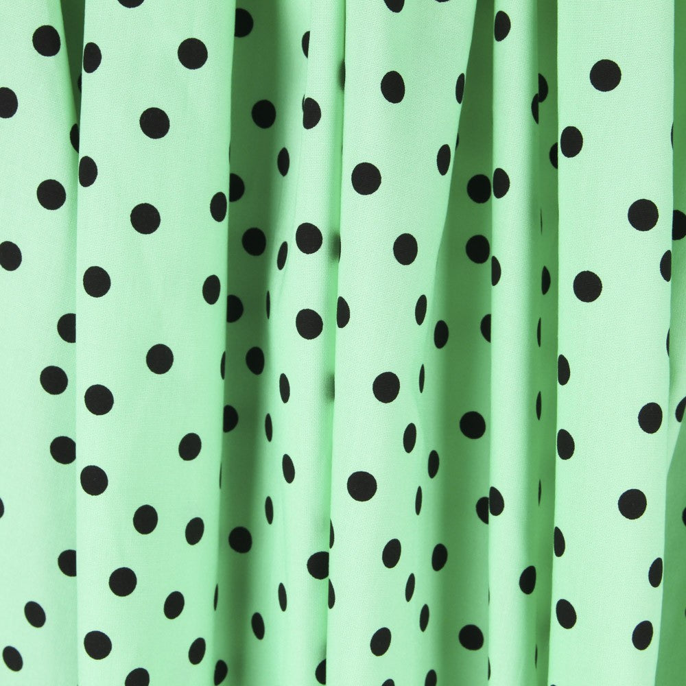Schwarz gepunktete Spandex-Popeline 7mm Mint - Ribes y Casals