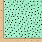 Schwarz gepunktete Spandex-Popeline 7mm Mint - Ribes y Casals