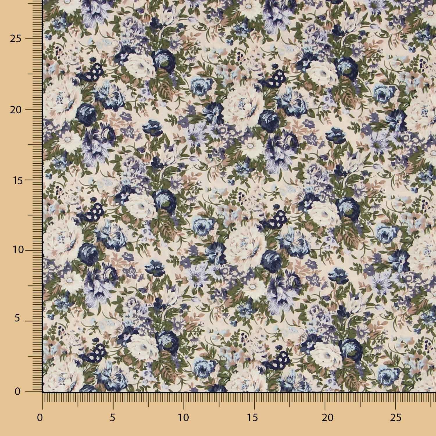 Blaue Popeline mit Blumenmuster im Vintage-Stil - Ribes y Casals