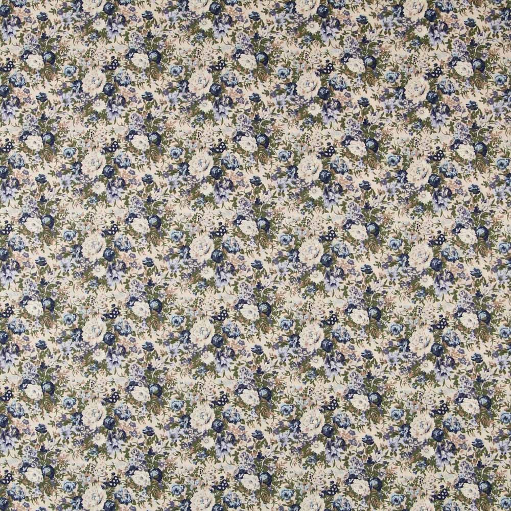 Blaue Popeline mit Blumenmuster im Vintage-Stil - Ribes y Casals