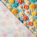 Popeline Baumwolle Acid Flower Blau - Ribes y Casals
