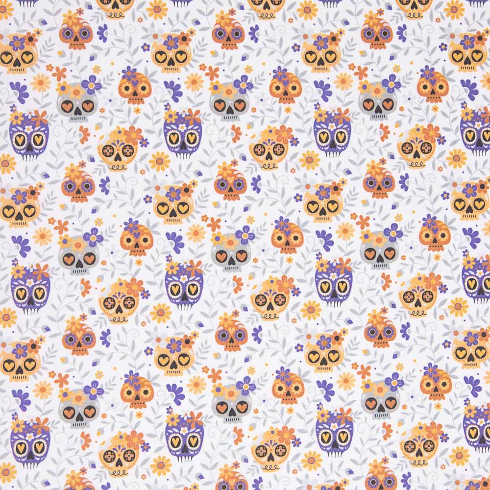 Baumwolle Popeline Calaveras Orange - Ribes y Casals