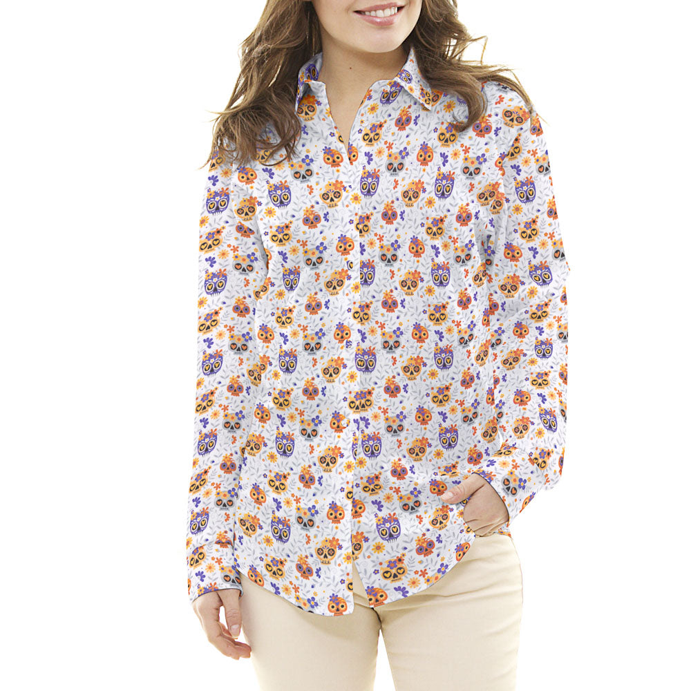Baumwolle Popeline Calaveras Orange - Ribes y Casals