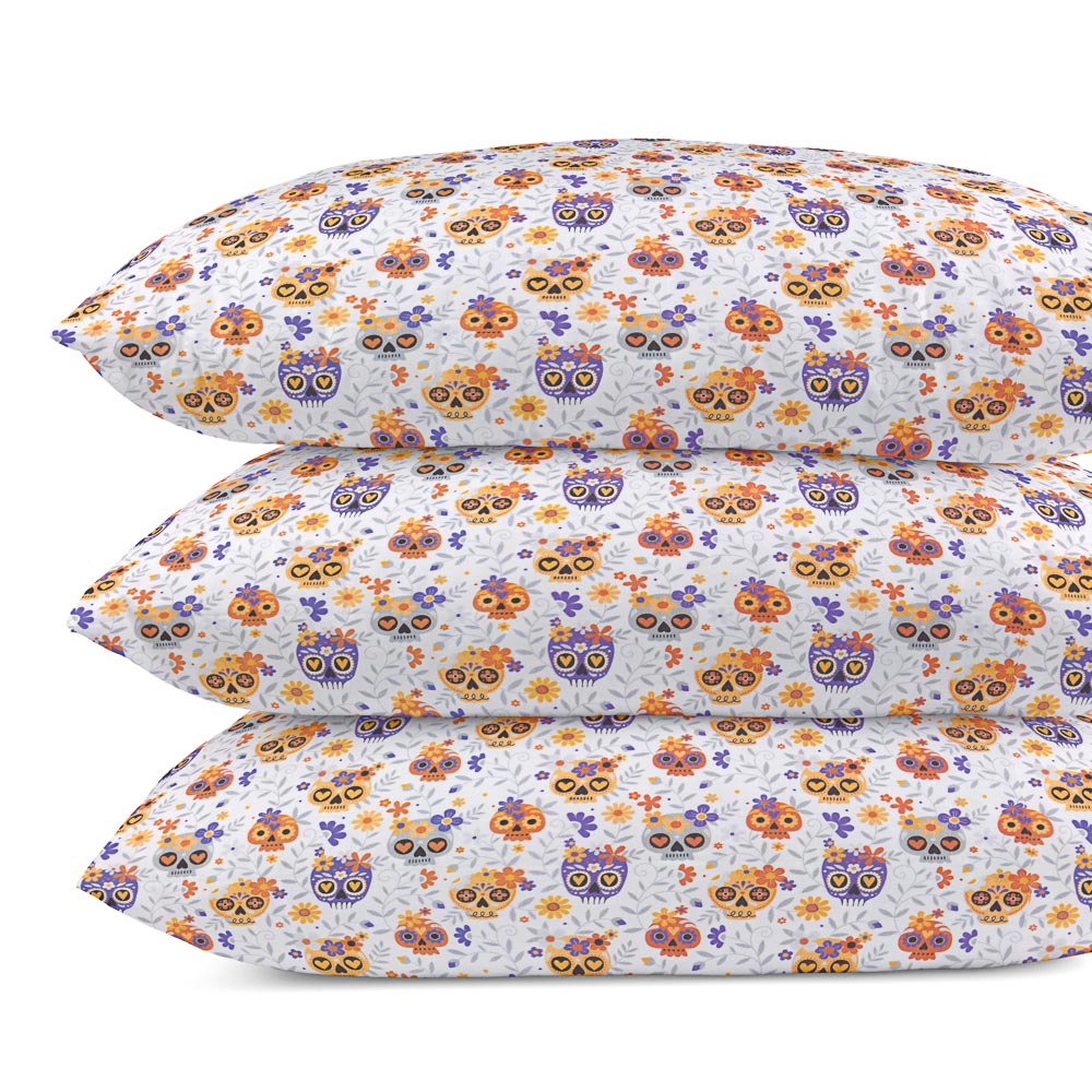 Baumwolle Popeline Calaveras Orange - Ribes y Casals