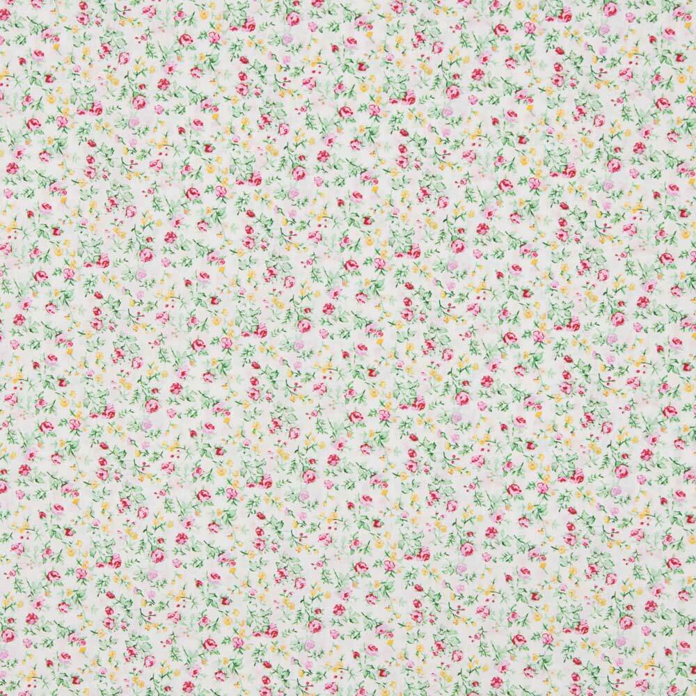 Hellgrüne Baumwollpopeline mit kleinen Blumen - Ribes y Casals