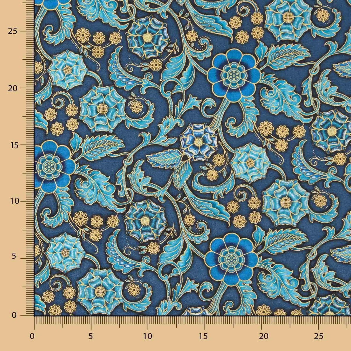 Amerikanisches Patchwork Türkis Blumen - Ribes y Casals
