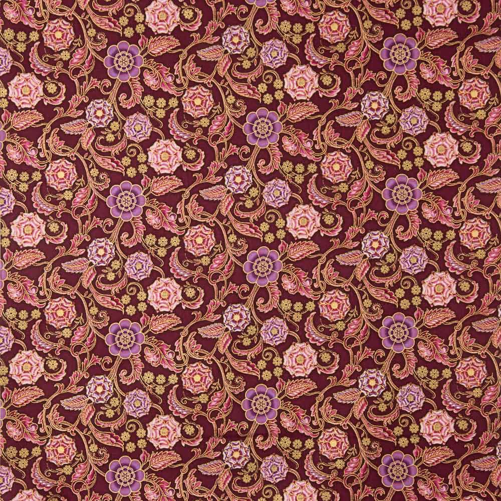 Amerikanisches Patchwork Granat Blumen - Ribes y Casals