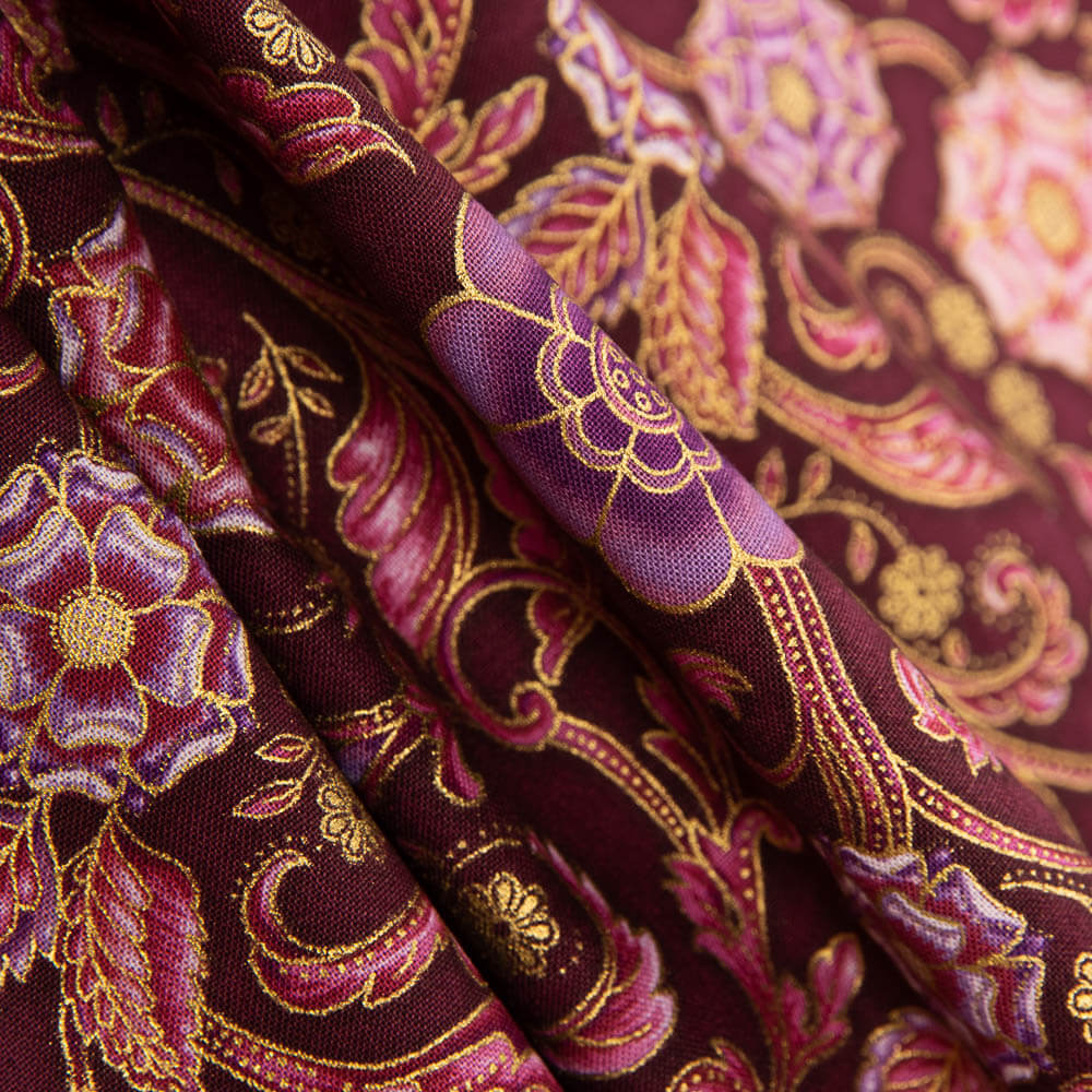 Amerikanisches Patchwork Granat Blumen - Ribes y Casals