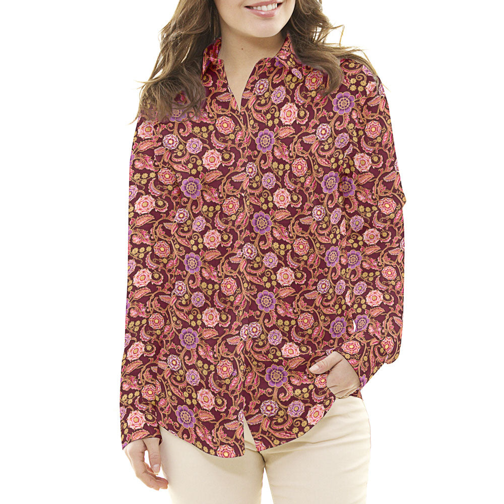 Amerikanisches Patchwork Granat Blumen - Ribes y Casals