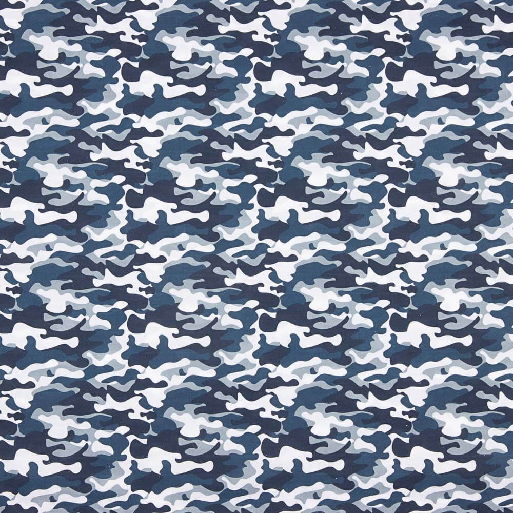 Camouflage Popeline Blau Grau - Ribes y Casals