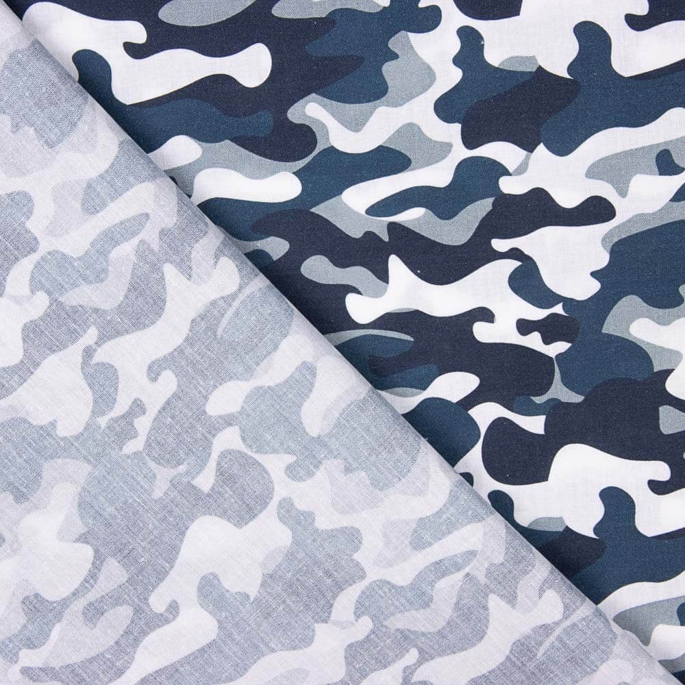 Camouflage Popeline Blau Grau - Ribes y Casals