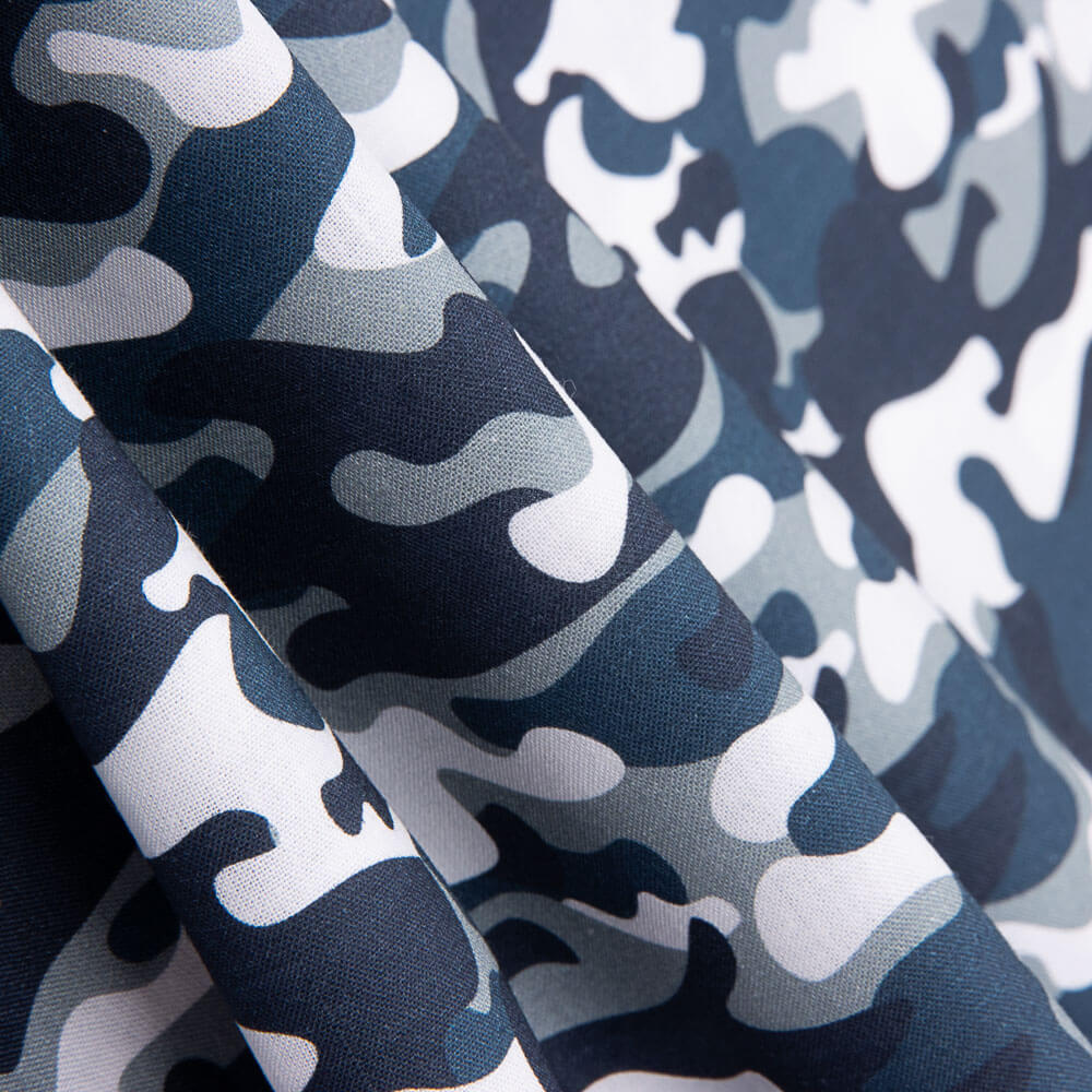 Camouflage Popeline Blau Grau - Ribes y Casals