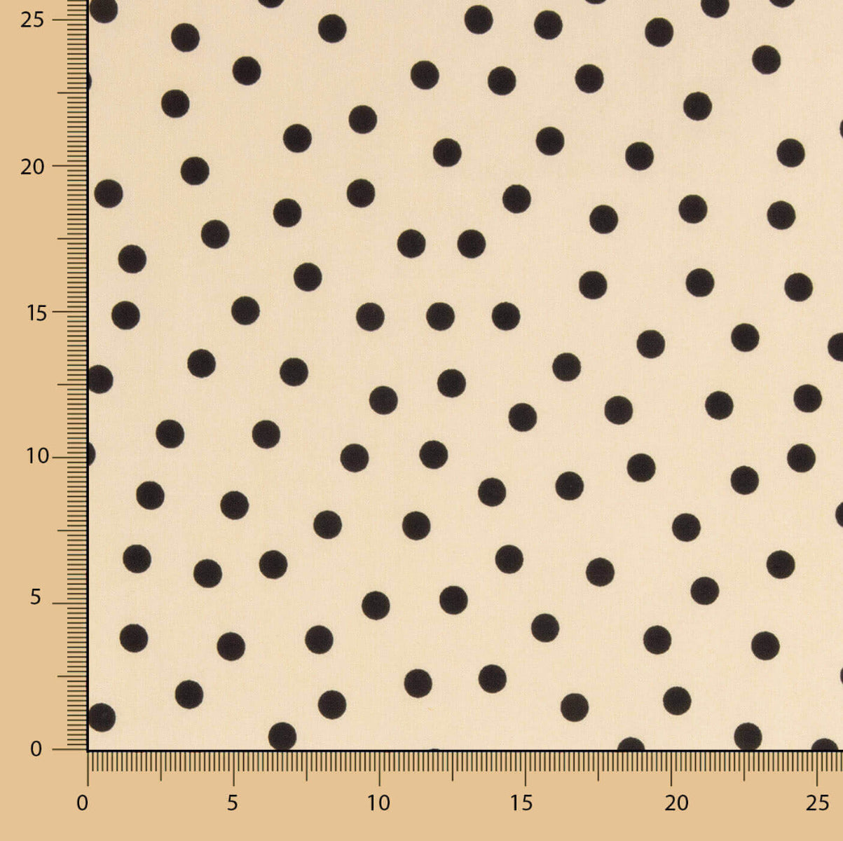 Spandex Popeline Popeline Schwarz Polka Dots 7mm Beige - Breite 140 cm - Ribes y Casals