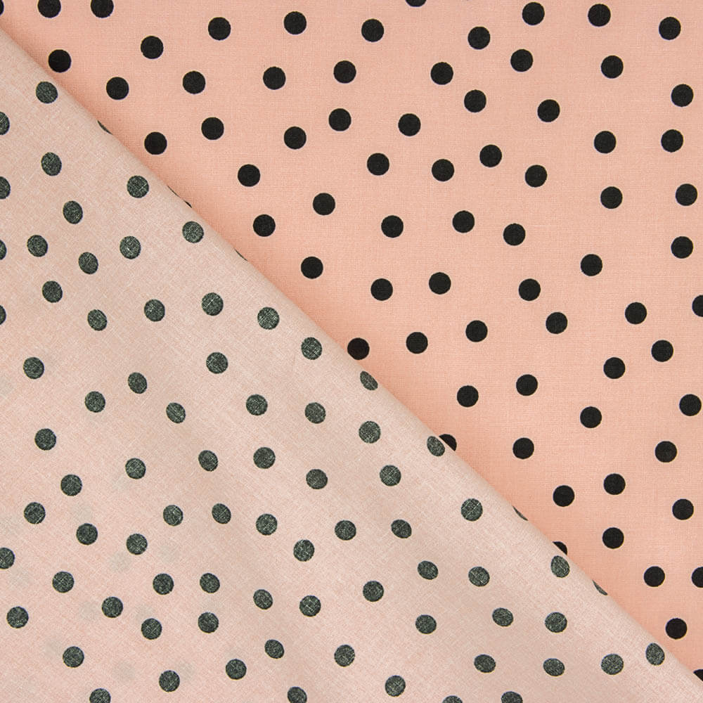 Popeline Spandex Polka Dots Schwarz 7mm Rosa - Ribes y Casals