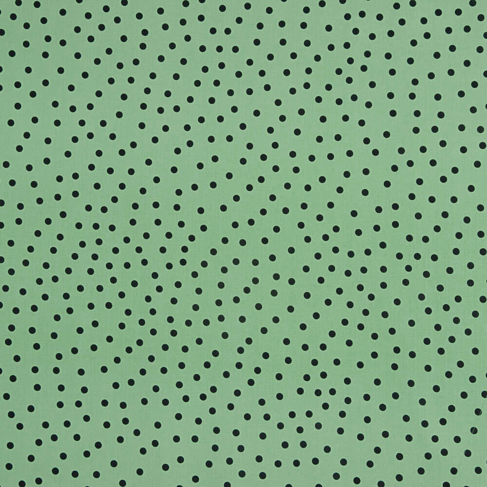 Popeline Spandex Popeline Polka Dots Schwarz 7mm Salbei Grün - Ribes y Casals