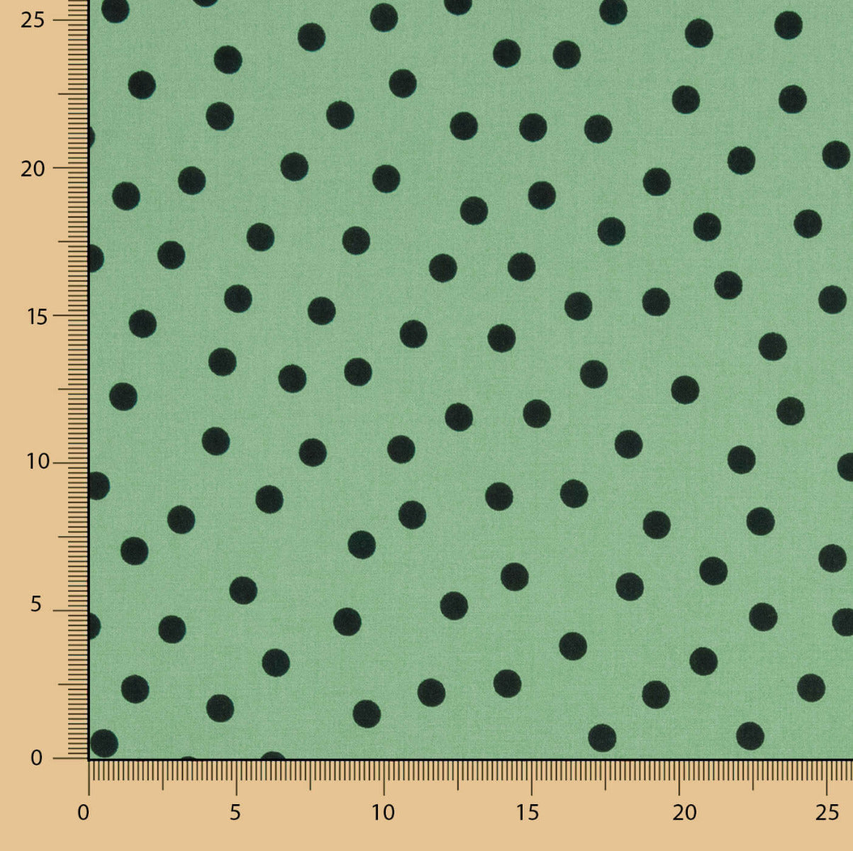 Popeline Spandex Popeline Polka Dots Schwarz 7mm Salbei Grün - Ribes y Casals