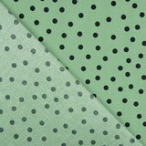 Popeline Spandex Popeline Polka Dots Schwarz 7mm Salbei Grün - Ribes y Casals