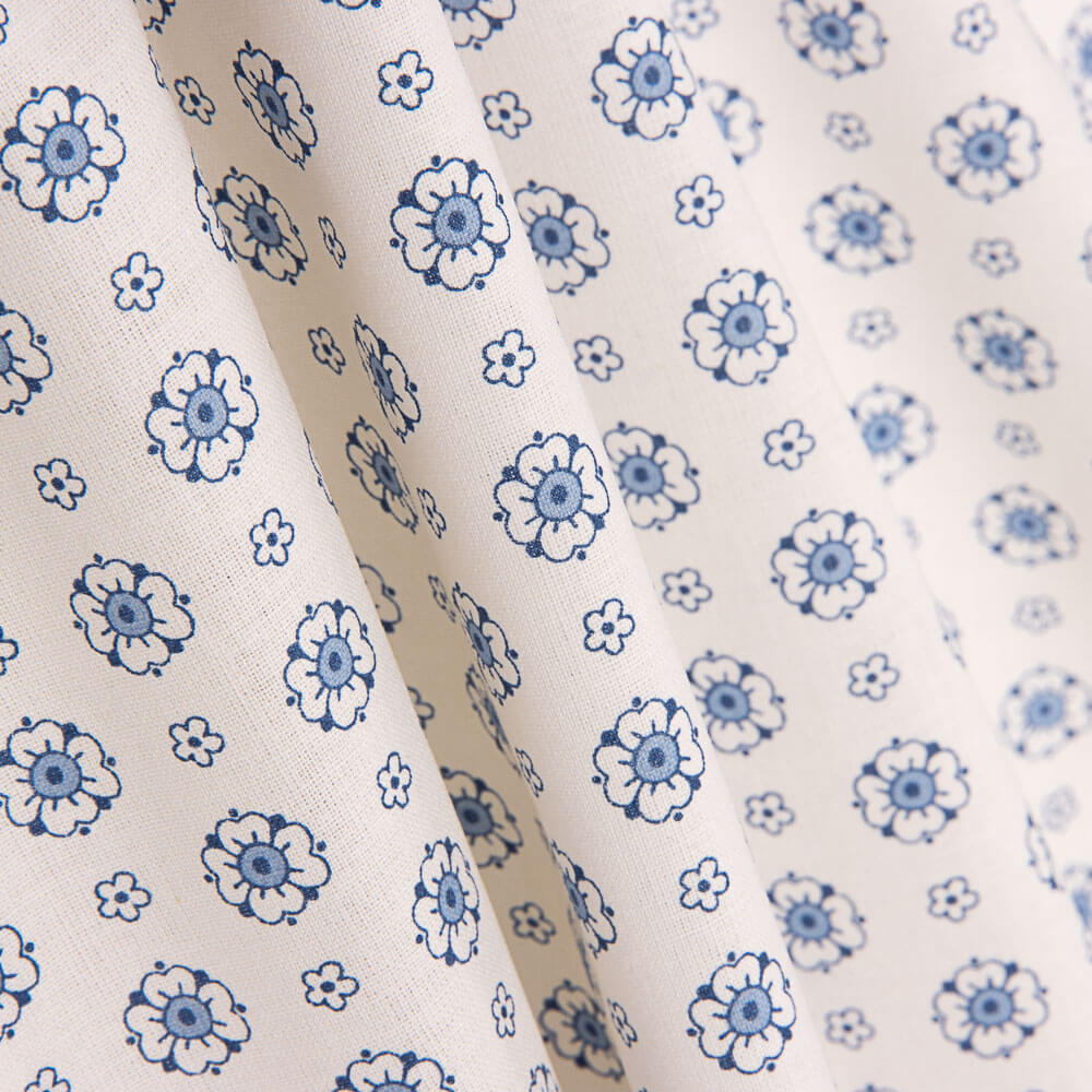 Popeline Blume Candy Blau - Ribes y Casals