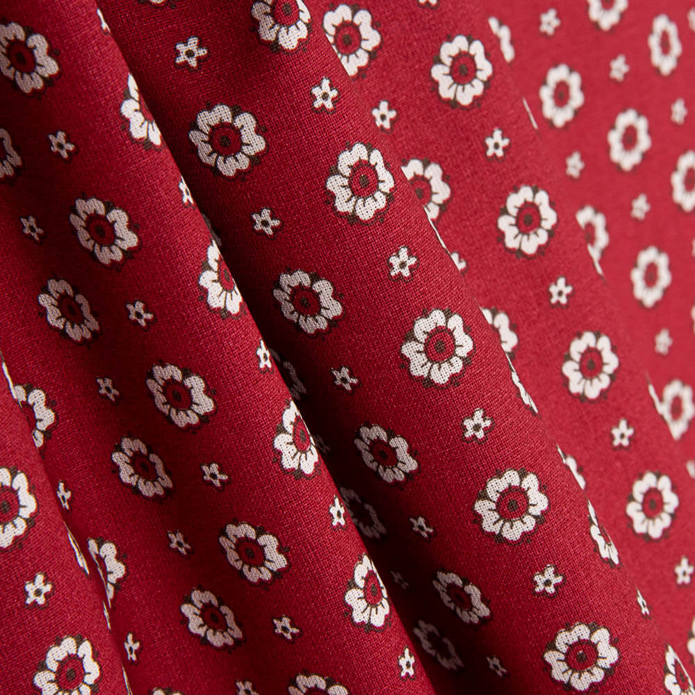 Popeline Flor Xania Rot - Ribes y Casals