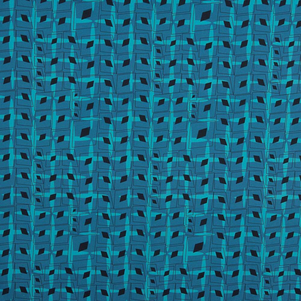 Popeline Baumwolle Geo Blau Canard - Ribes y Casals