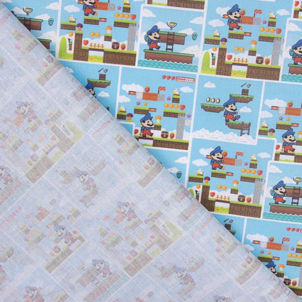 Super Mario Baumwolle Popeline Blau - Ribes y Casals