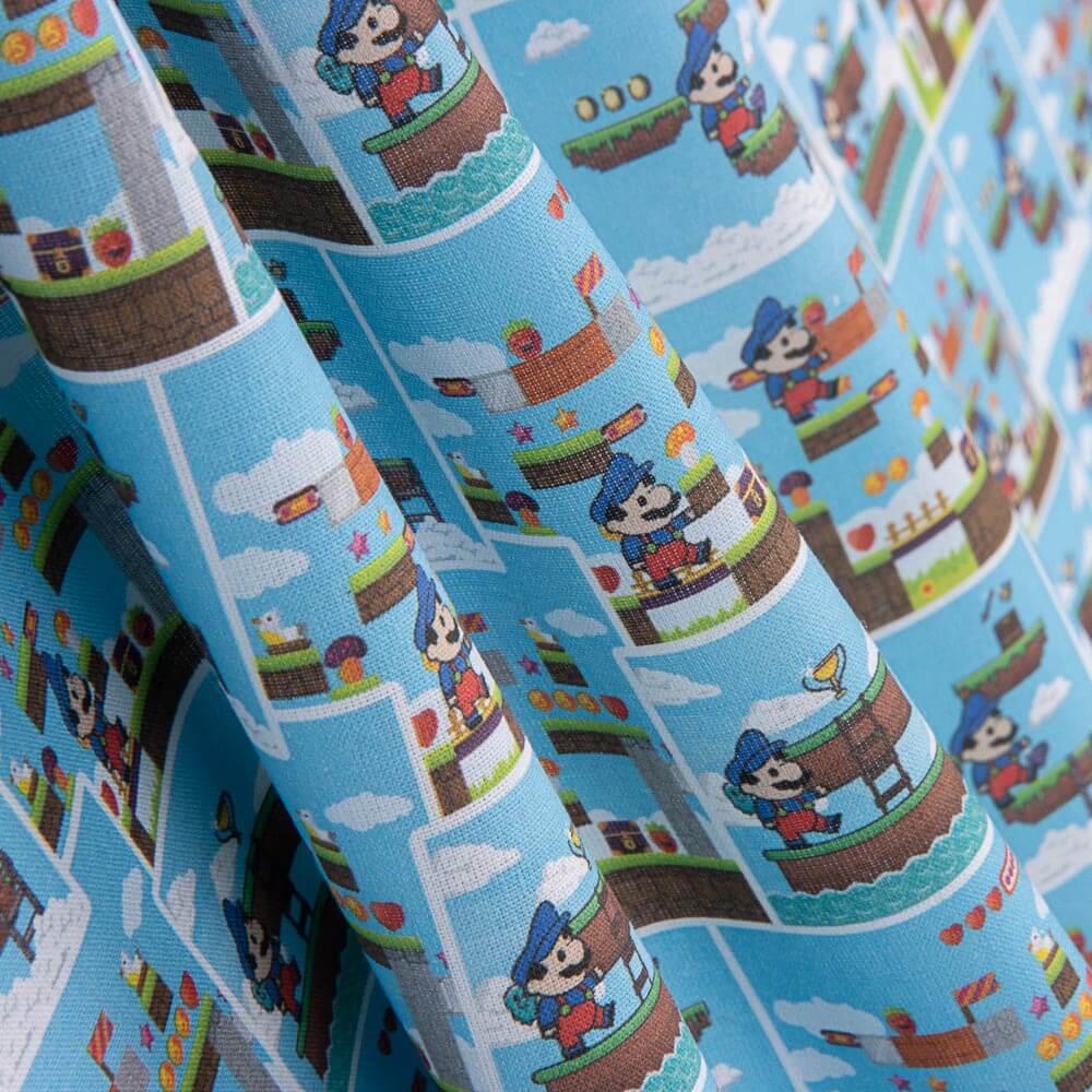 Super Mario Baumwolle Popeline Blau - Ribes y Casals