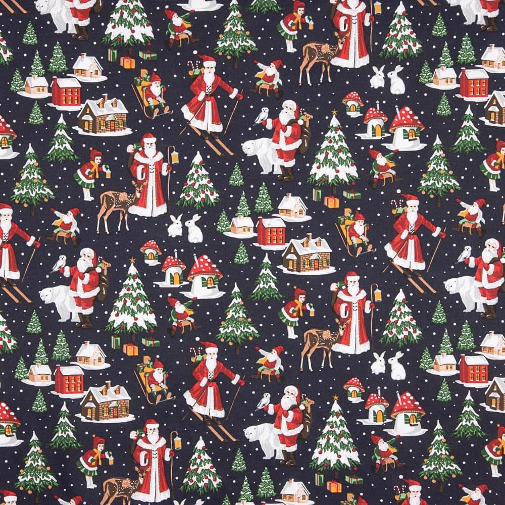 Weihnachtsmann Weihnachten Popeline Marine - Ribes y Casals