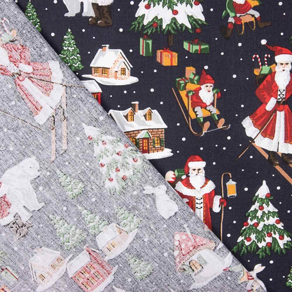 Weihnachts-Popeline Popeline Papa Noel Marine 100 x 140 cm - Ribes y Casals