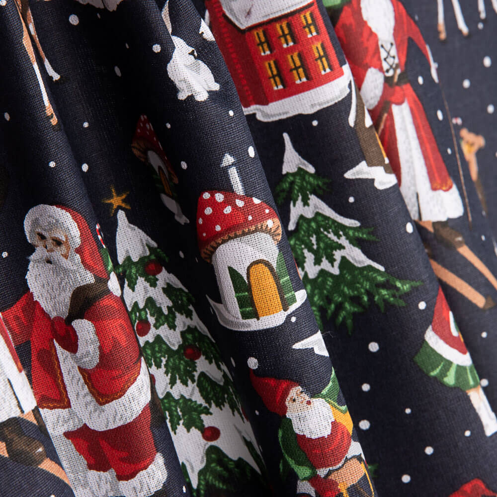 Weihnachts-Popeline Popeline Papa Noel Marine 100 x 140 cm - Ribes y Casals