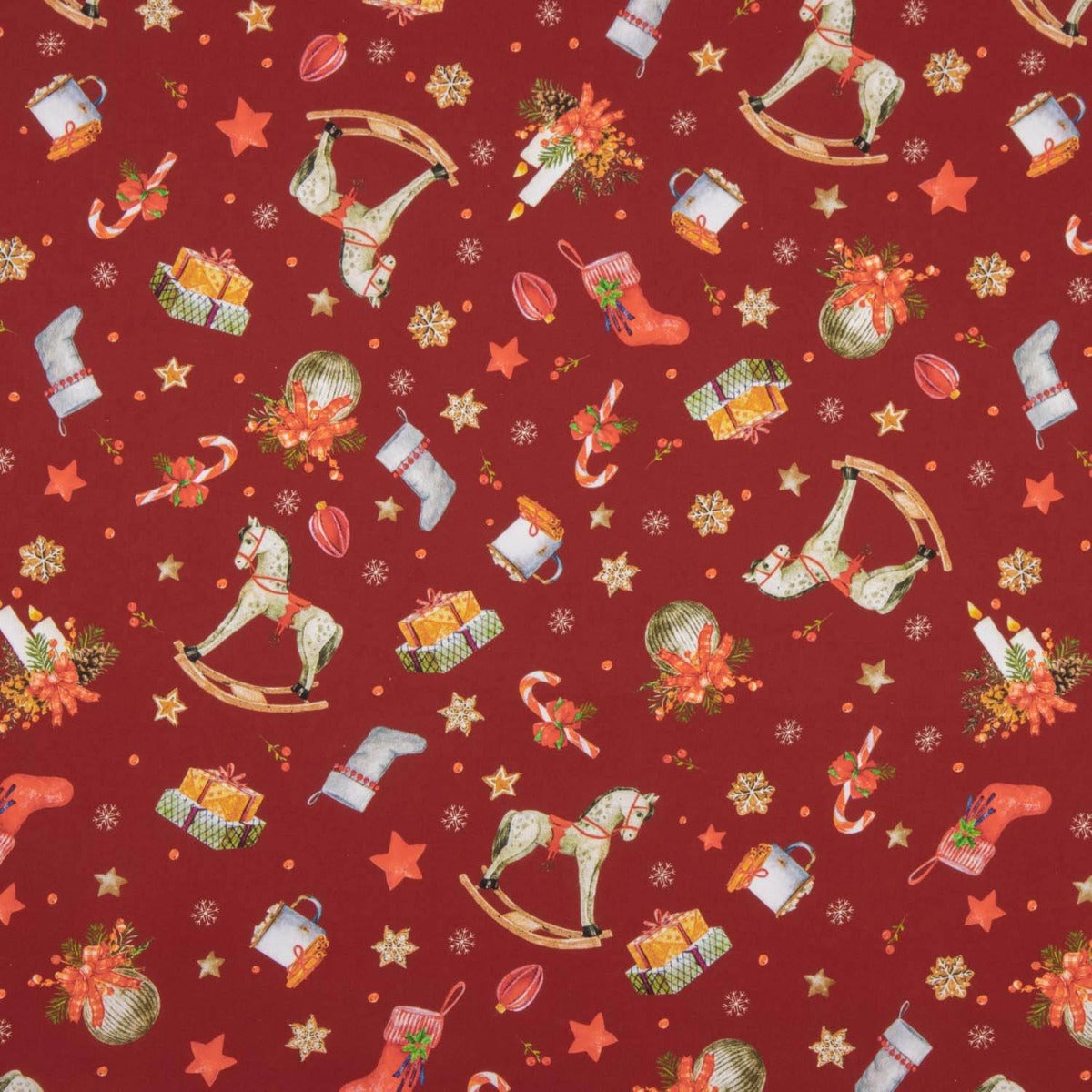 Weihnachten Popeline Caballito Bordeaux - Ribes y Casals