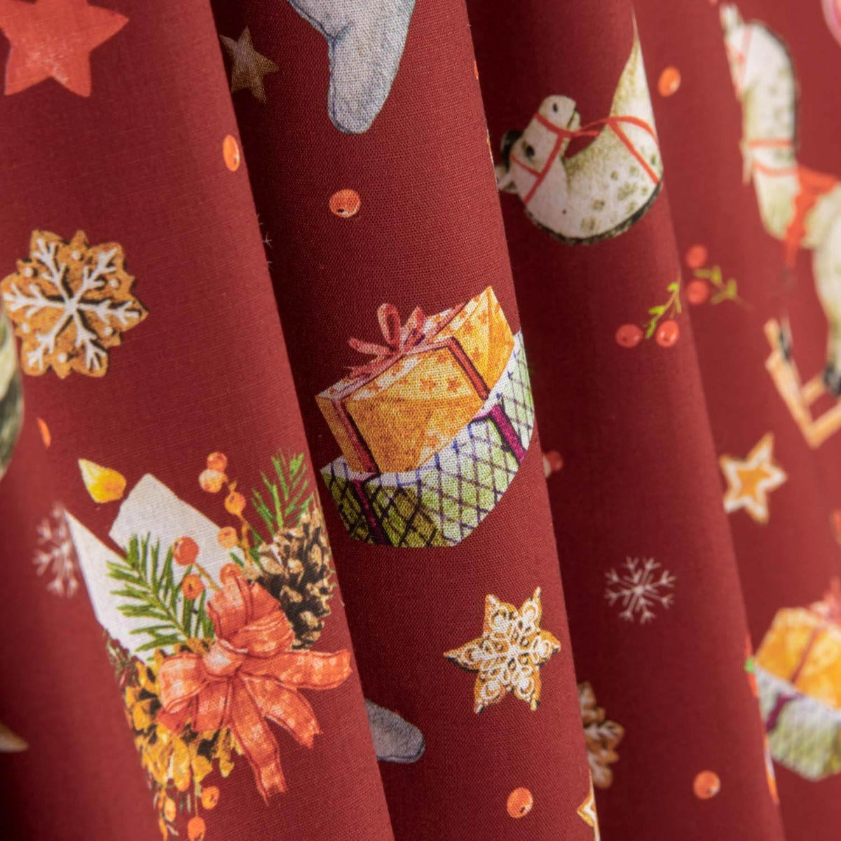 Weihnachten Popeline Caballito Bordeaux - Ribes y Casals