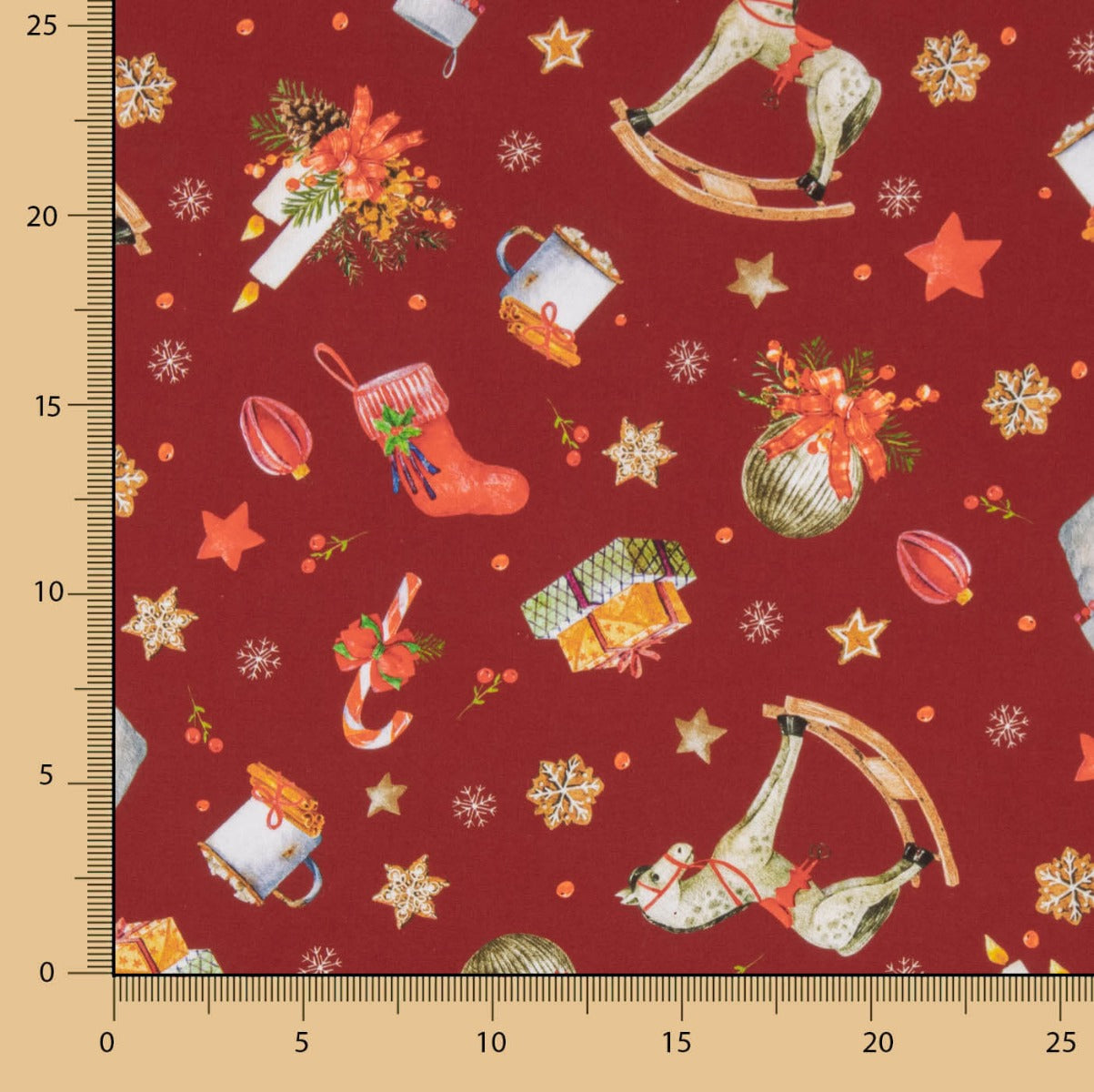 Weihnachten Popeline Caballito Bordeaux - Ribes y Casals