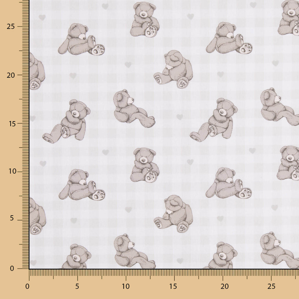 Popeline Baumwolle Popeline Teddybär Taupe Square - Ribes y Casals