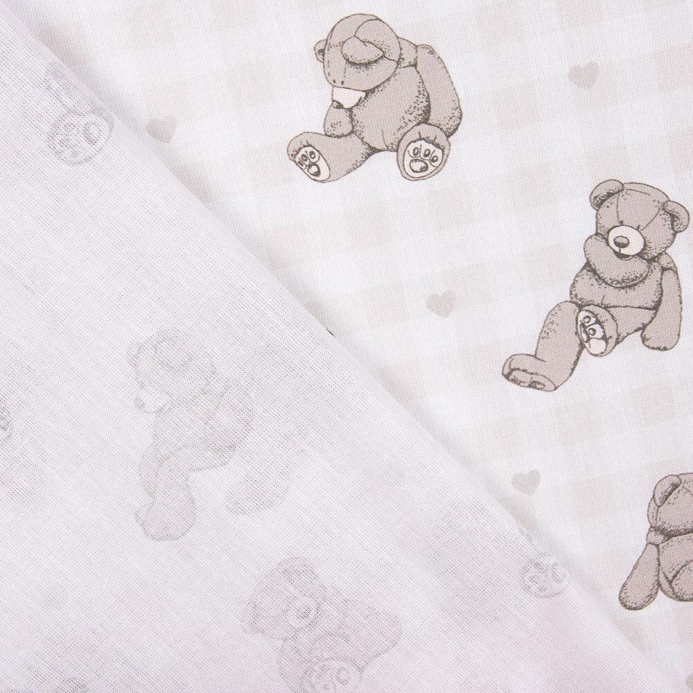 Popeline Baumwolle Popeline Teddybär Taupe Square - Ribes y Casals
