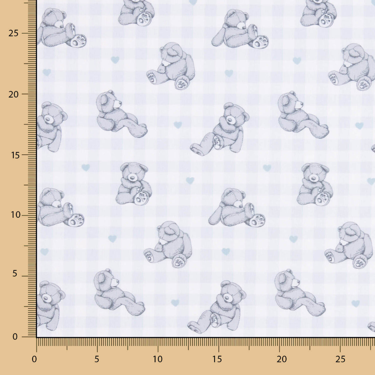Baumwollpopeline Teddybär Teddybär Blau Quadrat - Ribes y Casals