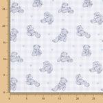 Baumwollpopeline Teddybär Teddybär Blau Quadrat - Ribes y Casals