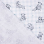 Baumwollpopeline Teddybär Teddybär Blau Quadrat - Ribes y Casals