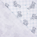 Baumwollpopeline Teddybär Teddybär Blau Quadrat - Ribes y Casals