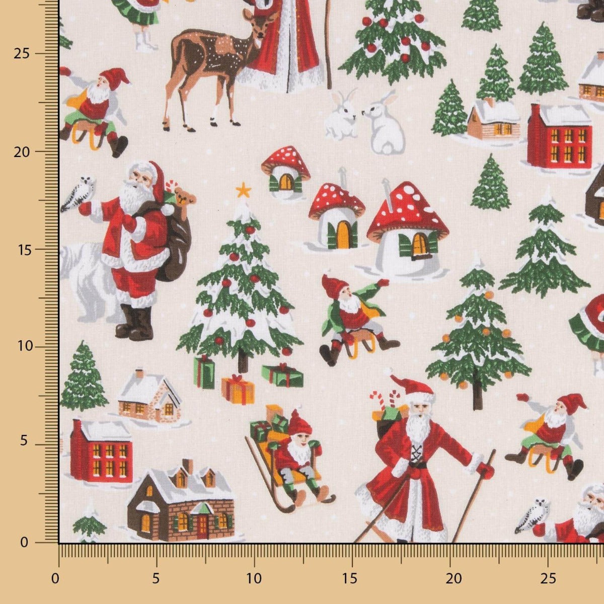 Weihnachtsmann Weihnachten Popeline Ecru - Ribes y Casals