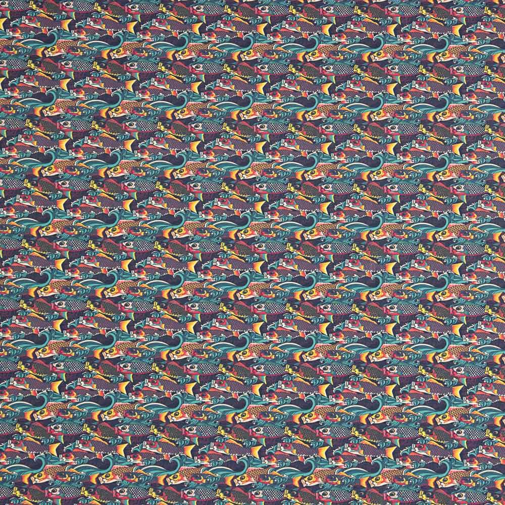 Baumwoll-Popeline Popeline Koi Fish Grün 100 x 140 cm - Ribes y Casals