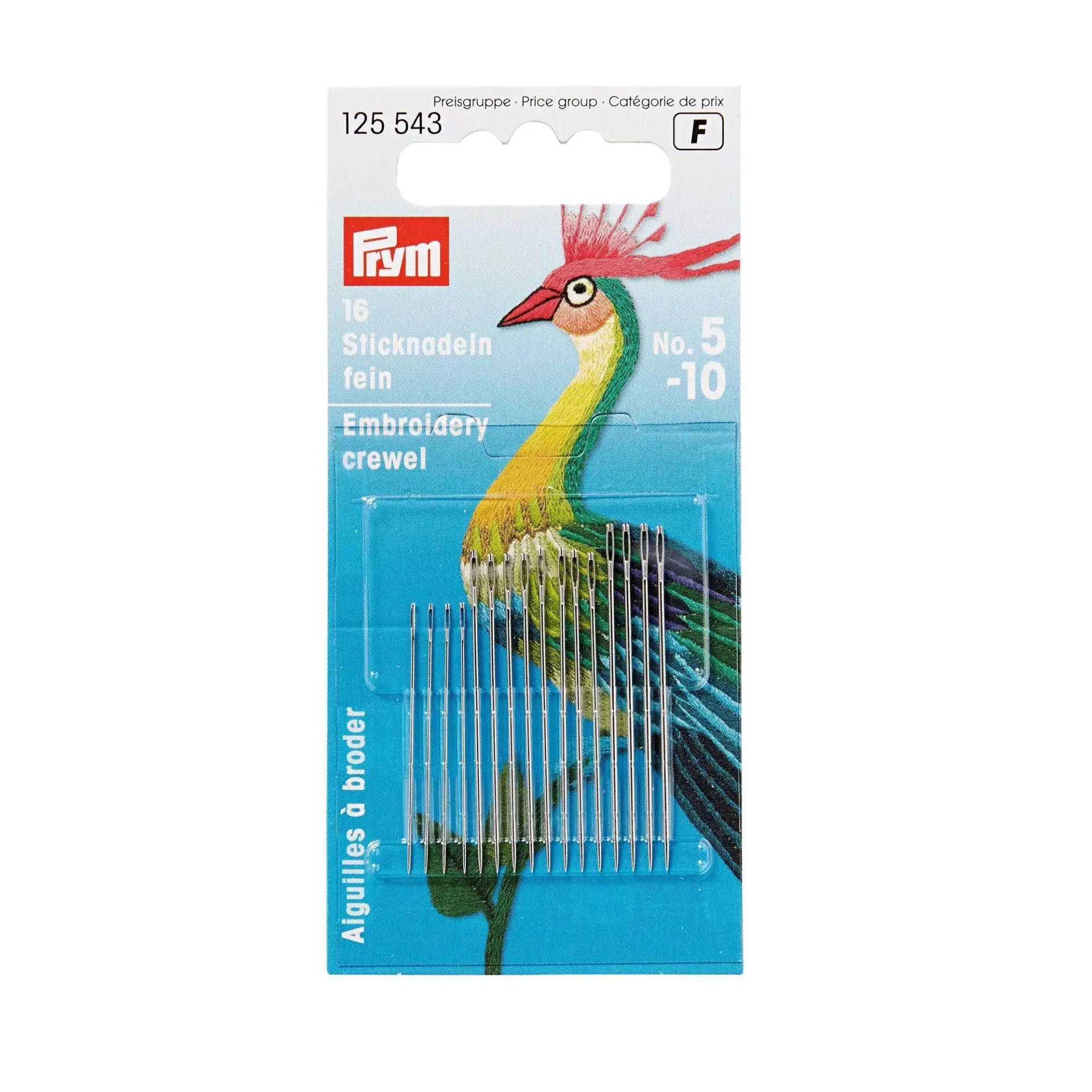 Prym Crewel-Sticknadeln 125543 Nr. 5–10, sortiert – 16 Stück - Ribes y Casals