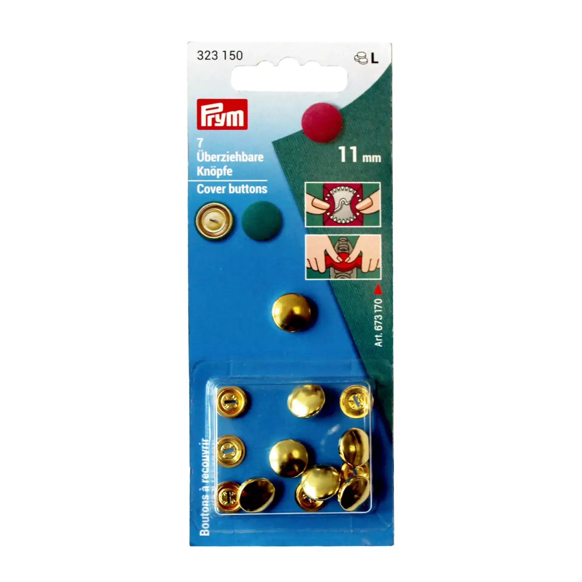 Prym Bezugsknöpfe 323150 Goldfarben 11 mm – 7 Stück - Ribes y Casals
