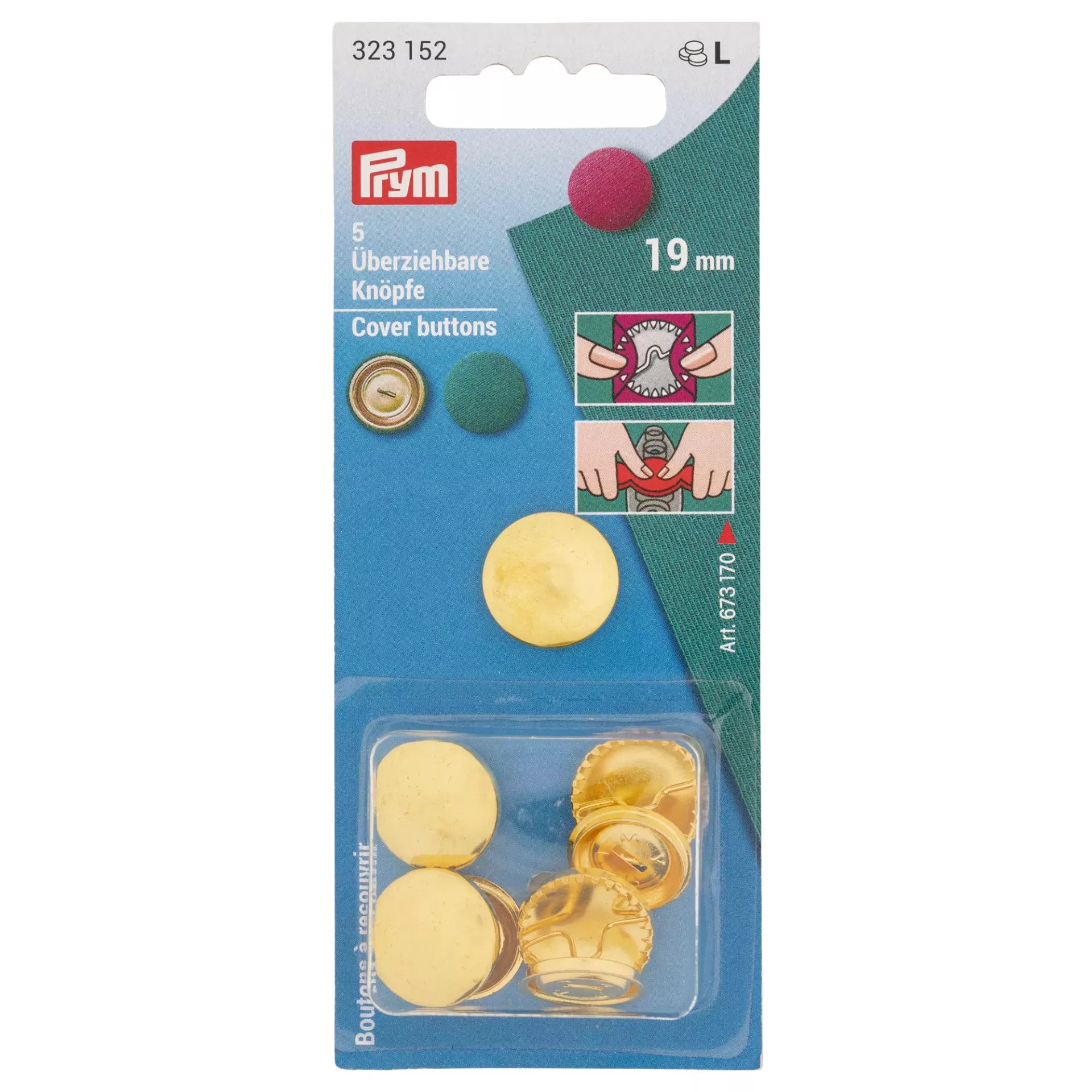 Prym Bezugsknöpfe 323152 Goldfarben 19 mm – 5 Stück - Ribes y Casals