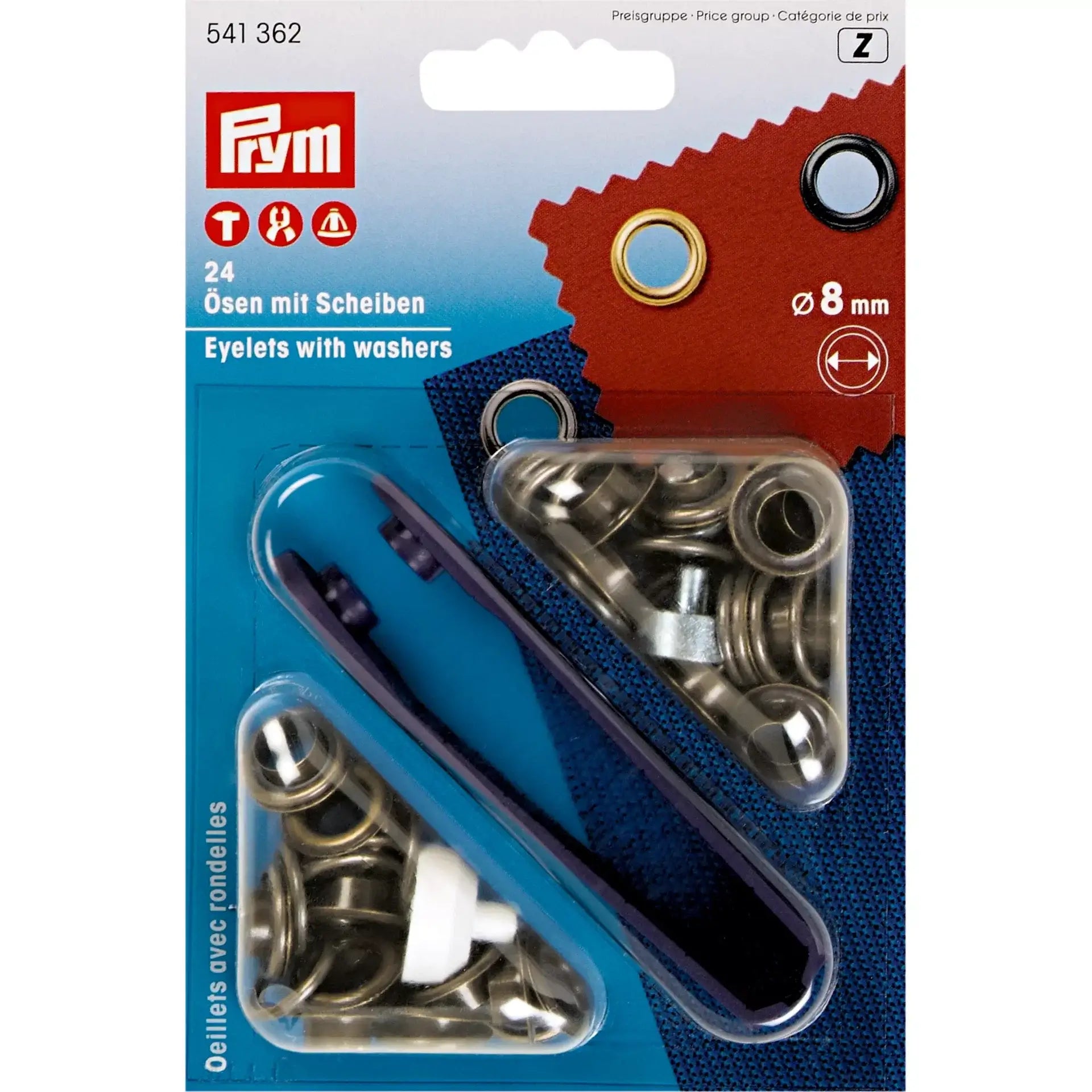 Prym Ösen mit Unterlegscheiben 8 mm Altmessing - 24 Stk. - Ribes y Casals