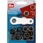 Prym Ösen mit Unterlegscheiben 11 mm Altmessing - 15 Stk. - Ribes y Casals