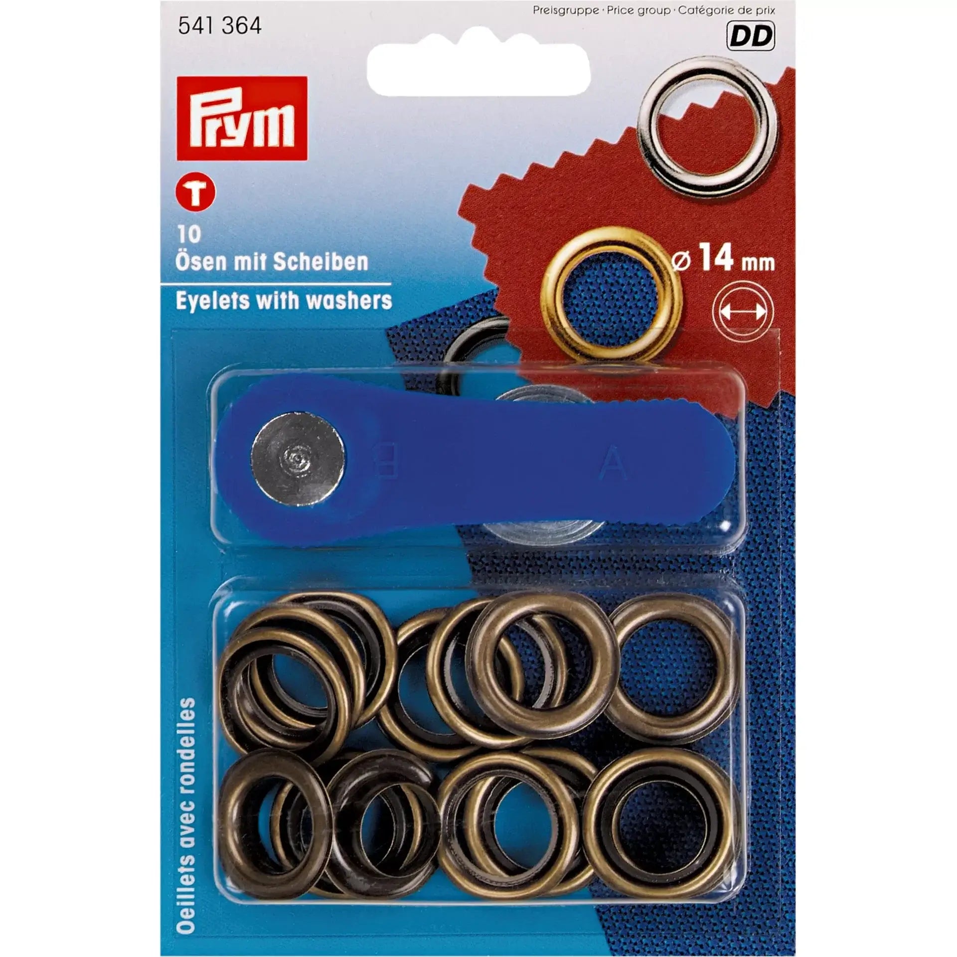 Prym Ösen mit Unterlegscheiben 14 mm Altmessing - 10 Stk. - Ribes y Casals
