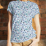 Gestricktes T-shirt Kaktus Blau - Ribes y Casals