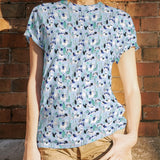 Gestricktes T-shirt Kaktus Blau - Ribes y Casals