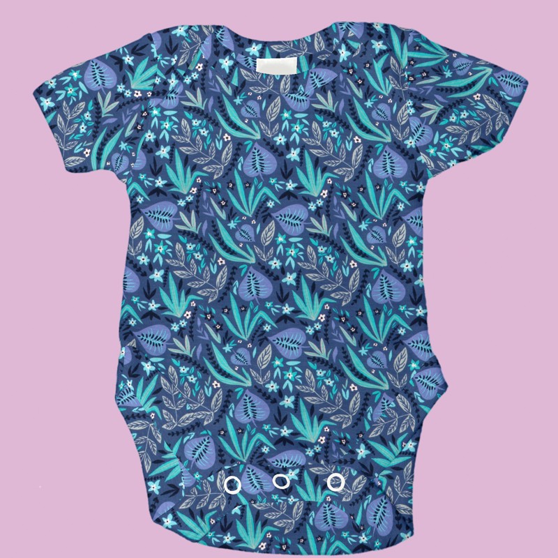 Strick-T-Shirt Dschungel Blau - Ribes y Casals