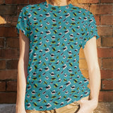 Gestricktes T-shirt Jurassic Aquamarin - Ribes y Casals